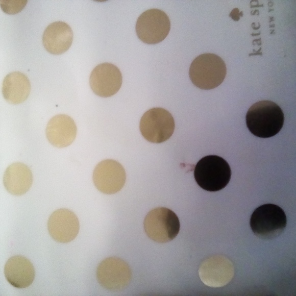 Kate Spade New York Gold Polka Dot Zip Pouch Clutch Bag 8 1/2 x 5 5/8 - Picture 6 of 6